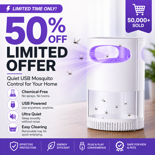 🦟SUMMER HOT SALE 50% OFF! 🔇UV Mosquito Killer Lamp – quiet, USB, chemical! 🌙
