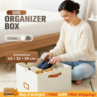 👟 Fabric Shoe Organizer Storage Box – Foldable, Large Capacity, Dustproof & Breathable for Closet & Bedroom 🧺✨