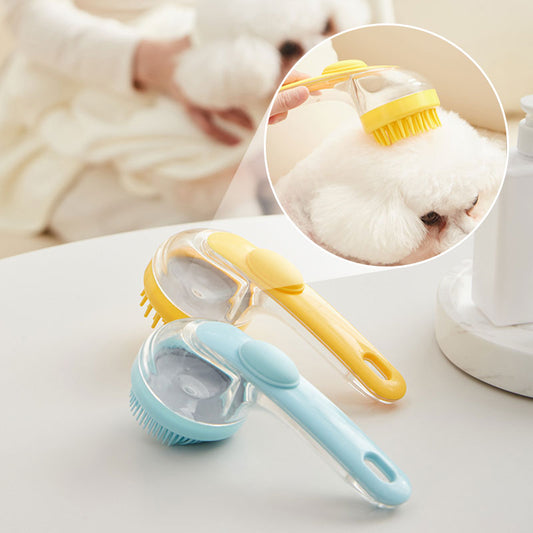 🐾 Buy 1 Get 1 Free! 🌿 Pet Bath Brush – Long Handle, Shampoo Dispenser, 2 Bristle Types, Easy Grip 🧴