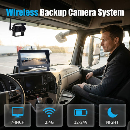 ⏳Time-Limited Special⏰7″ Wireless Backup Camera System – Stable 2.4G signal, 12V‑24V. Perfect for trucks & RVs. 🛡️✨