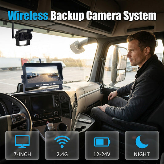 ⏳Time-Limited Special⏰7″ Wireless Backup Camera System – Stable 2.4G signal, 12V‑24V. Perfect for trucks & RVs. 🛡️✨