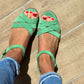 Women's Hollow-Out Flat Sandals with Adjustable Buckle