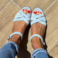 Women's Hollow-Out Flat Sandals with Adjustable Buckle