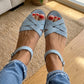 Women's Hollow-Out Flat Sandals with Adjustable Buckle