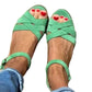 Women's Hollow-Out Flat Sandals with Adjustable Buckle