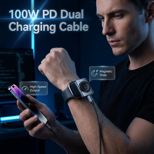 2-in-1 Fast Charging Cable with Magnetic Watch Charger