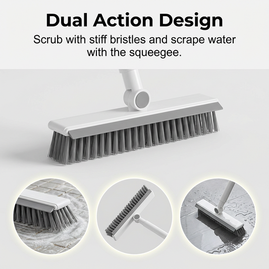 🎉Surprise Price ✨🧹 2-in-1 Grout & Corner Scrubber Brush with Squeegee🫧